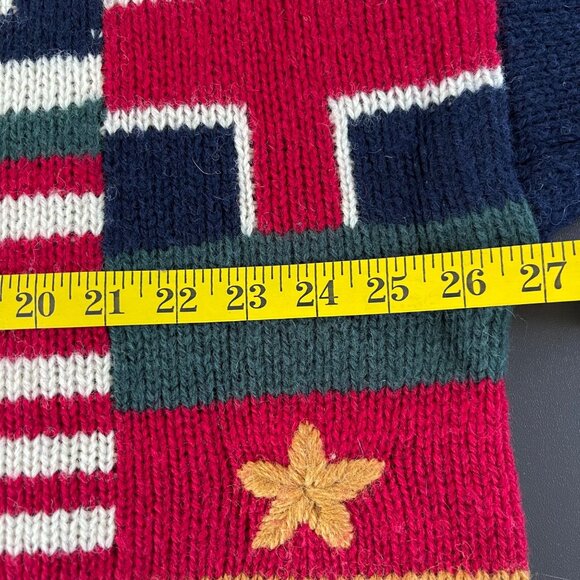 Vintage Y2K American Eagle Men Sweater Size XL 100% Wool Flag Patchwork Preppy - Picture 14 of 15